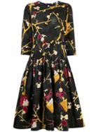 Samantha Sung Silk Abstract-print Dress - Black