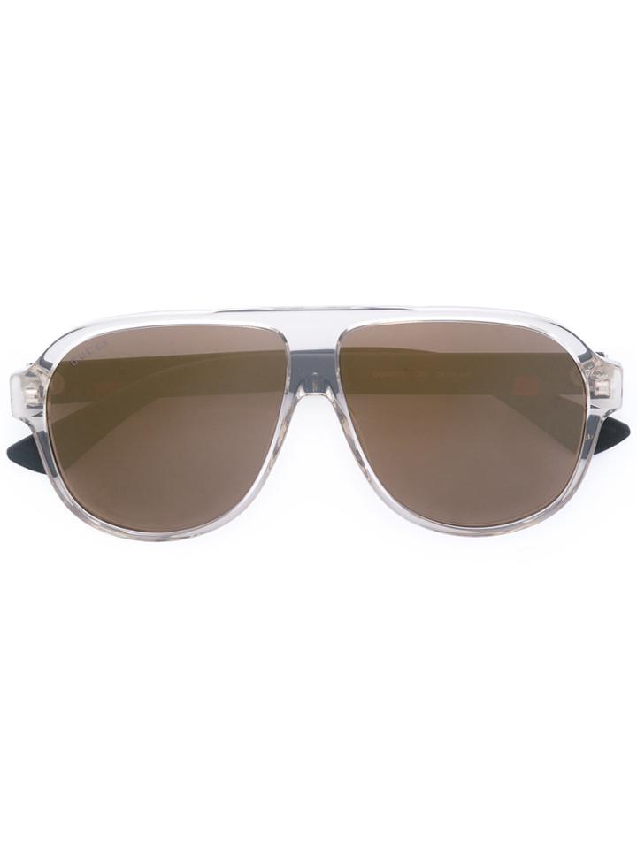Gucci Eyewear Contrast Material Aviator Sunglasses - Nude & Neutrals
