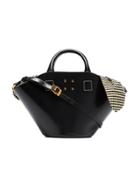 Trademark Black Small Leather Bag With Gingham Insert