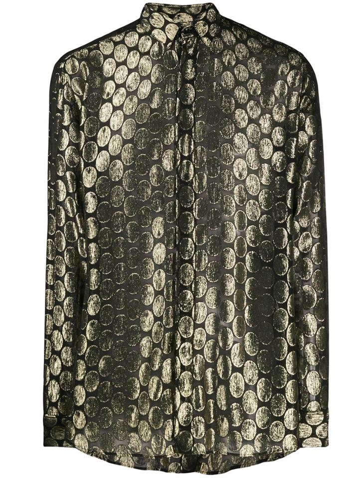 Saint Laurent Semi-sheer Polka Dot Shirt - Black