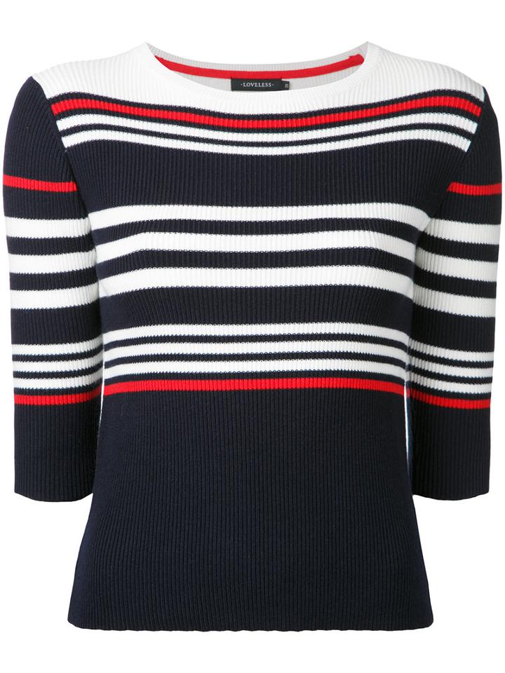 Loveless Striped Jumper, Women's, Size: 34, Blue, Cotton/nylon/rayon