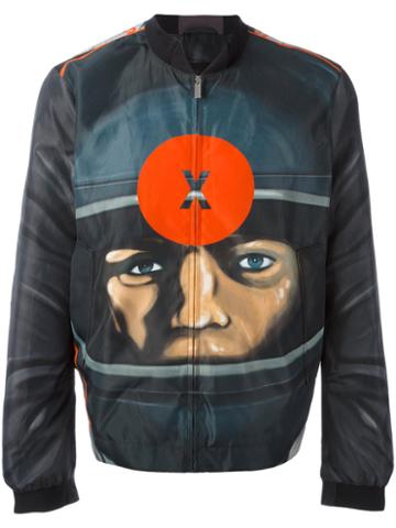 Christopher Kane Target Print Bomber Jacket, Men's, Size: 50, Black, Cotton/nylon
