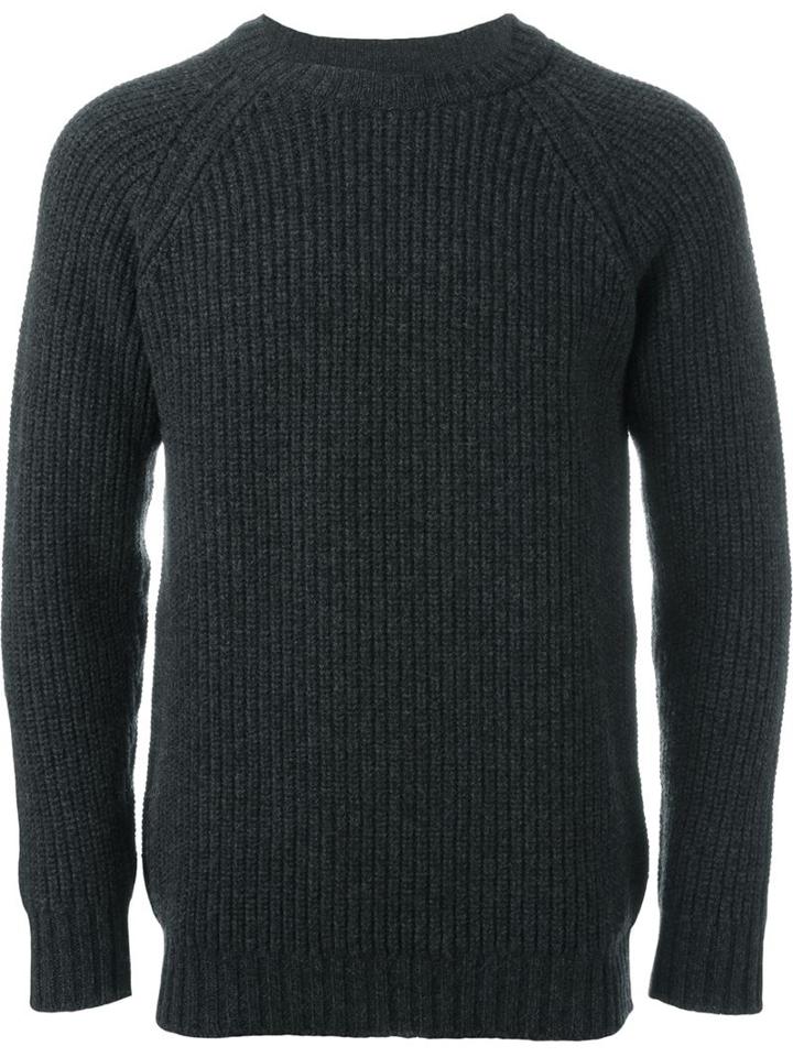 E. Tautz Rrs Crew Neck Jumper, Men's, Size: Large, Grey, Lambs Wool