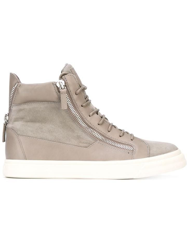 Giuseppe Zanotti Design Nolan Hi-top Sneakers, Men's, Size: 39, Grey, Suede/leather/rubber