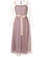 Red Valentino Point D'esprit Pleated Dress - Pink