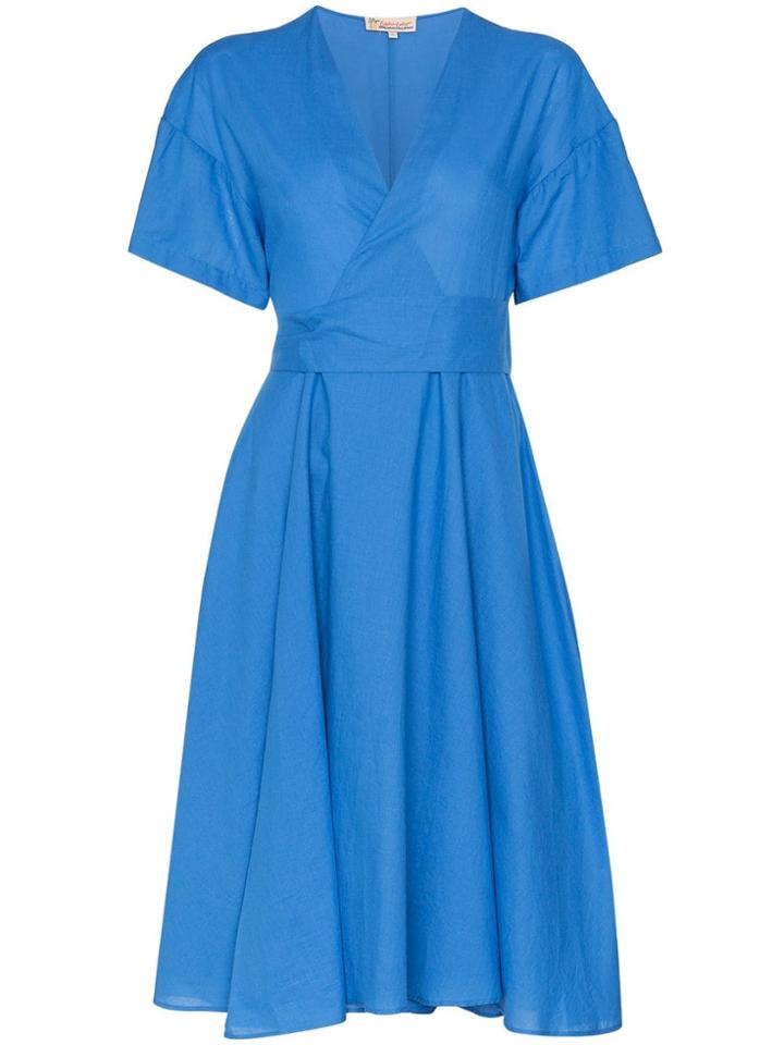 Esteban Cortazar Wrap Midi Dress - Blue