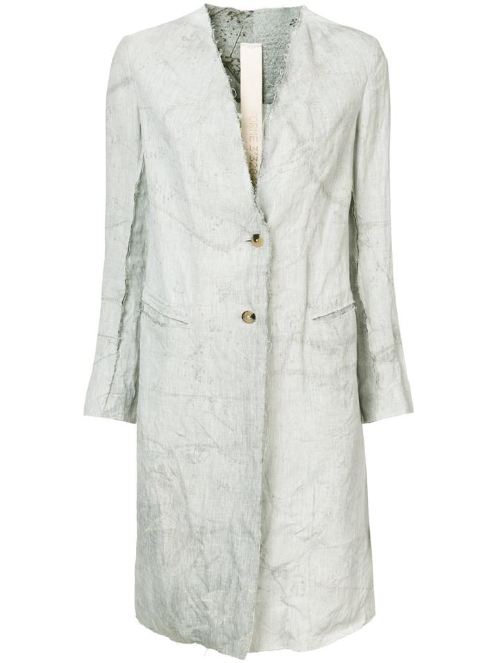 Forme D'expression - Woven Button Front Coat - Women - Linen/flax - 40, Grey, Linen/flax