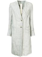 Forme D'expression - Woven Button Front Coat - Women - Linen/flax - 40, Grey, Linen/flax