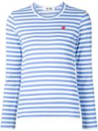 Comme Des Garçons Play Heart Logo Striped T-shirt - Blue