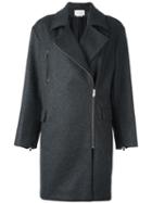Isabel Marant Étoile Off-centre Zipped Coat, Women's, Size: 36, Grey, Virgin Wool/cashmere/polyamide/cotton