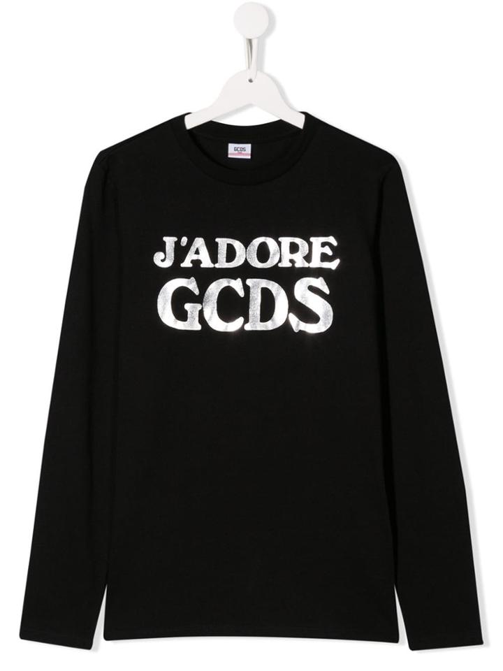 Gcds Kids Teen J'adore Gcds Print Top - Black