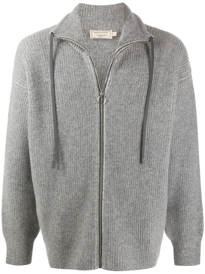 Maison Kitsuné Ribbed Knit Hoodie - Grey