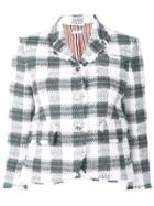 Thom Browne Silk Ribbon Gingham Check Sport Coat - Grey