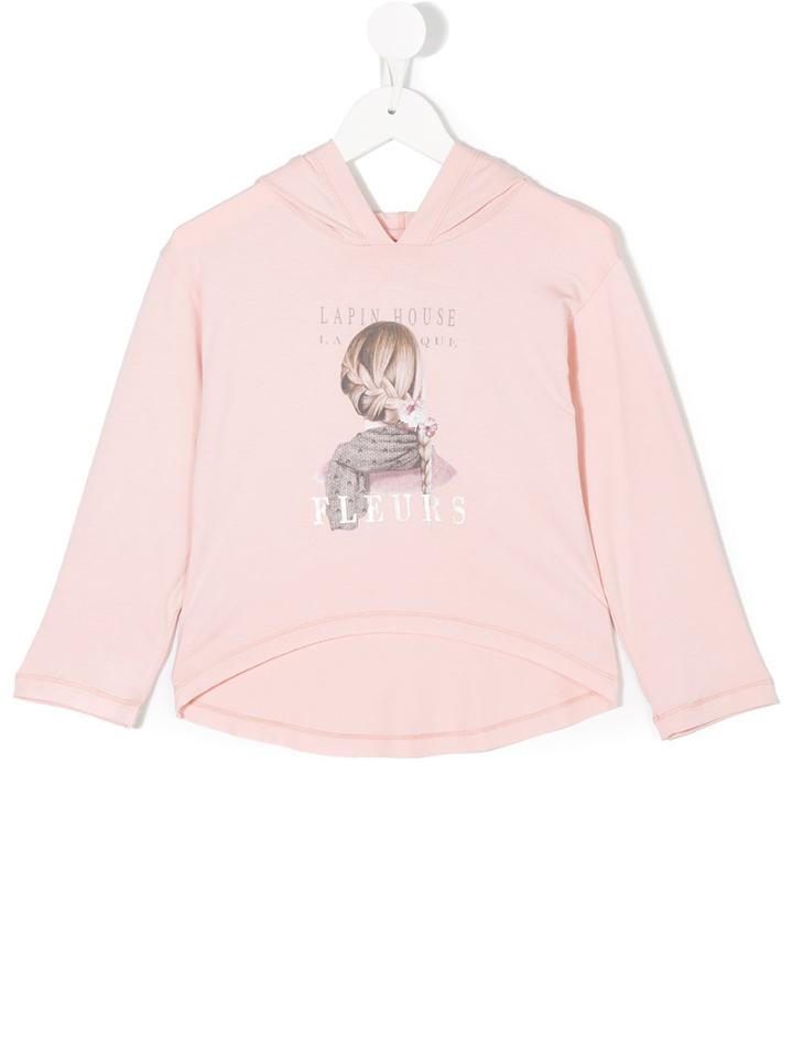 Lapin House - Logo Print Hoodie - Kids - Viscose/spandex/elastane - 5 Yrs, Pink/purple