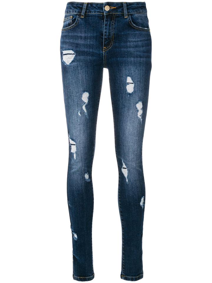 Frankie Morello Denise Distressed Skinny Jeans - Blue