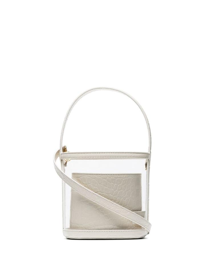 Staud Cream Bisset Medium Leather Trim Pvc Bucket Bag - Neutrals
