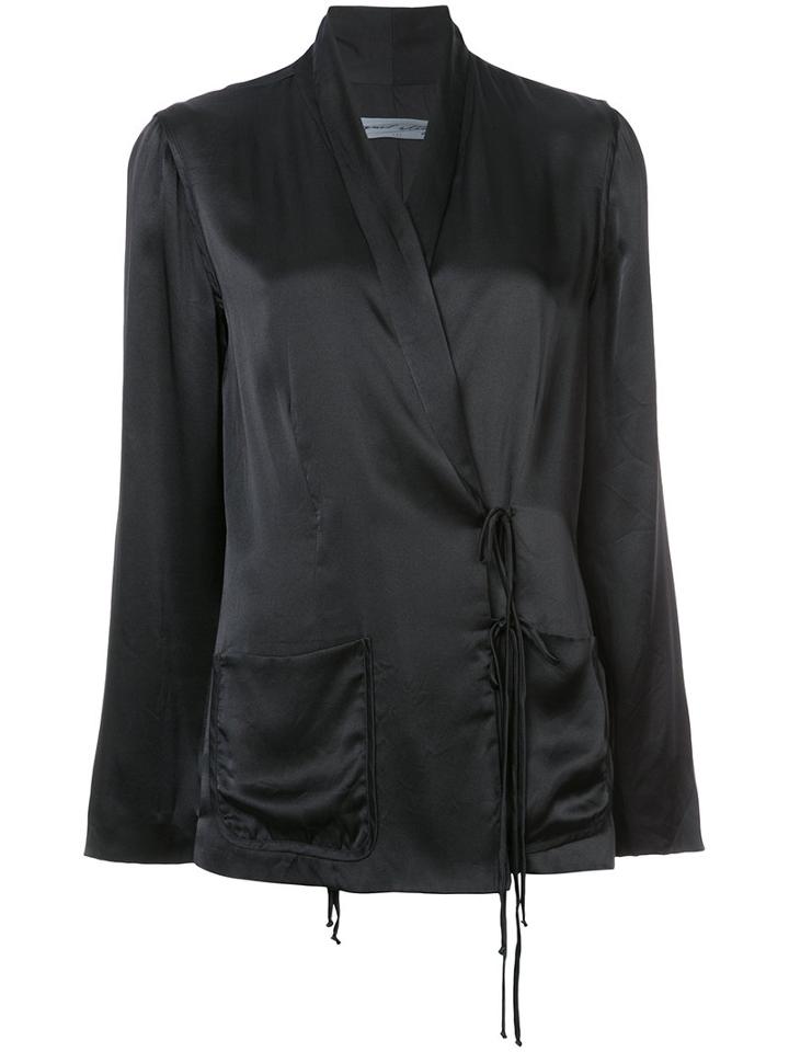 Raquel Allegra - Wrap Tie Blazer - Women - Silk - 1, Black, Silk