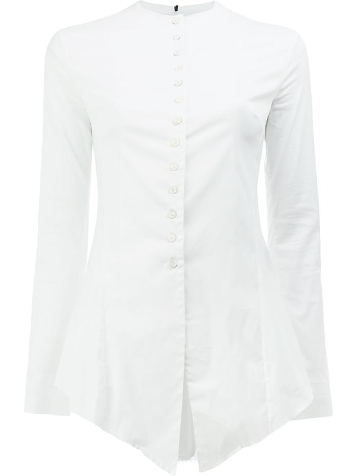 Masnada Handkerchief Hem Buttoned Shirt, Women's, Size: 40, White, Cotton/polyamide/spandex/elastane
