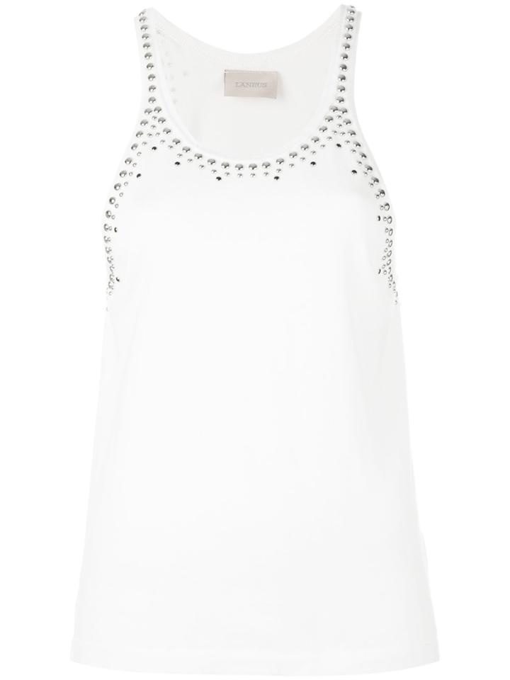 Laneus Studded Trim Vest Top - White