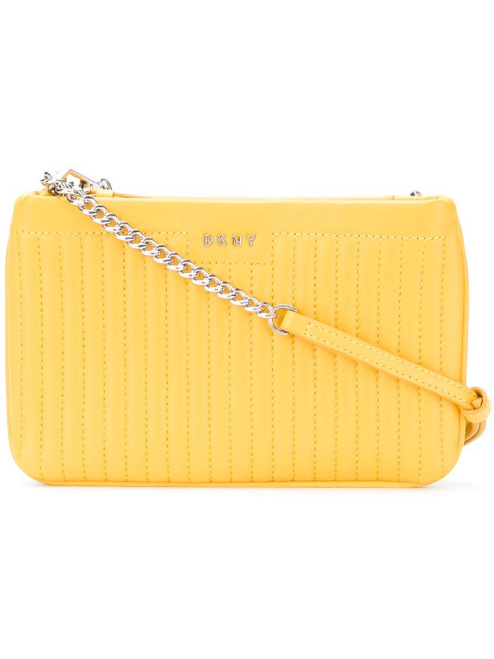 Dkny - Pinstripe Quilted Crossbody Bag - Women - Lamb Skin - One Size, Yellow/orange, Lamb Skin
