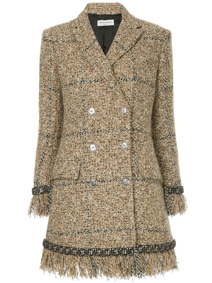 Sonia Rykiel Double-breasted Tweed Coat - Brown