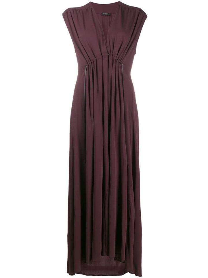 Antonelli Long Pleated Dress - Brown