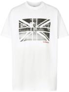Burberry Union Jack Photo Print Cotton Oversized T-shirt - White