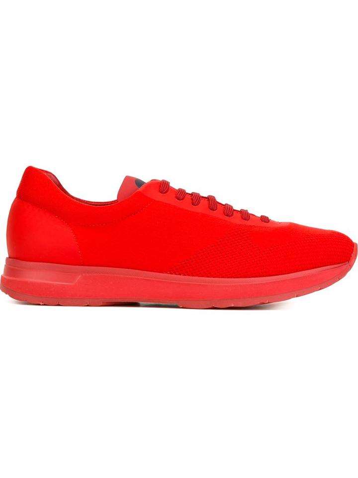 Moncler New Montego Sneakers, Men's, Size: 42, Red, Cotton/leather/rubber/canvas