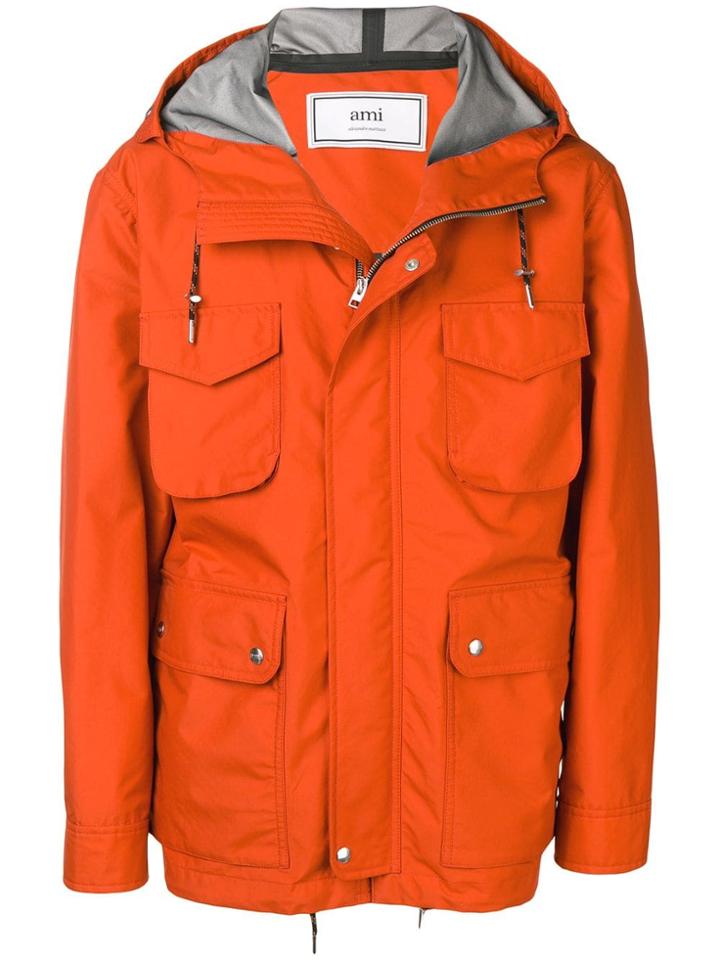 Ami Alexandre Mattiussi Patch Bonded Parka Jacket - Orange