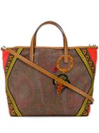 Etro Embroidered Jacquard Paisley Tribe Shopper Bag - Brown