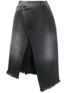 Pinko Asymmetric Denim Skirt - Black