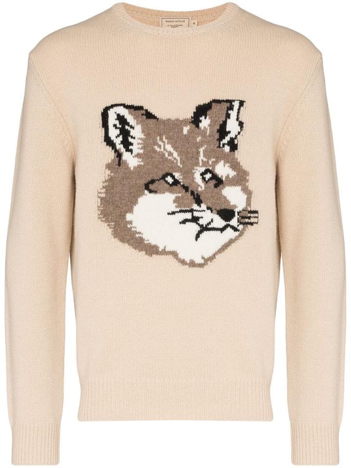 Maison Kitsuné Kits Fox Head Crw Swtr Beig - Neutrals