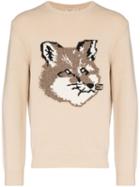 Maison Kitsuné Kits Fox Head Crw Swtr Beig - Neutrals