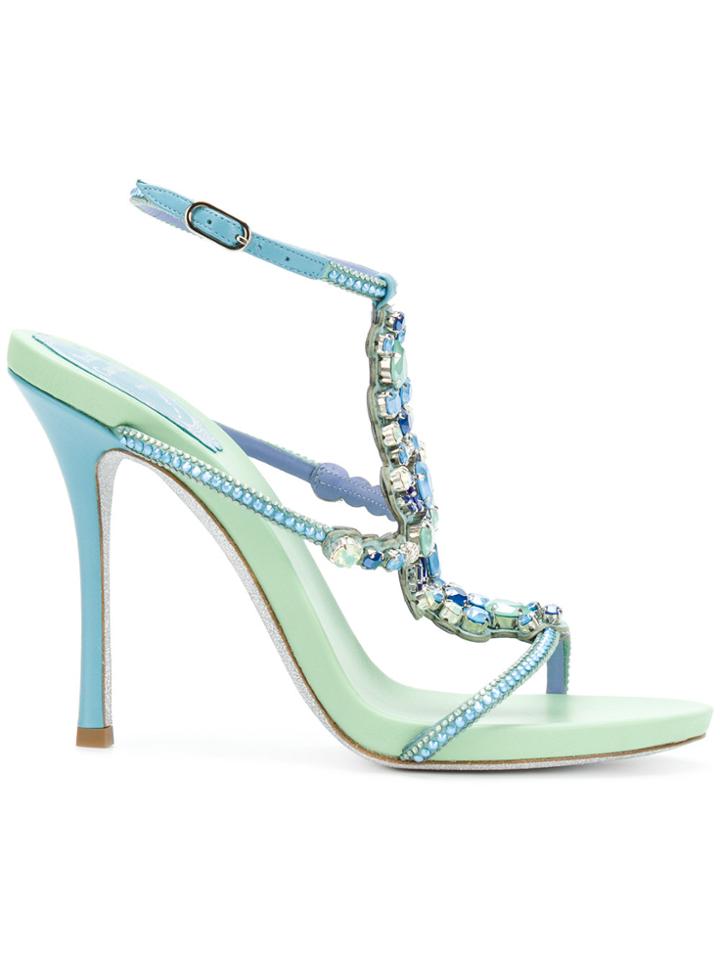 René Caovilla Jewelled Sandals - Blue