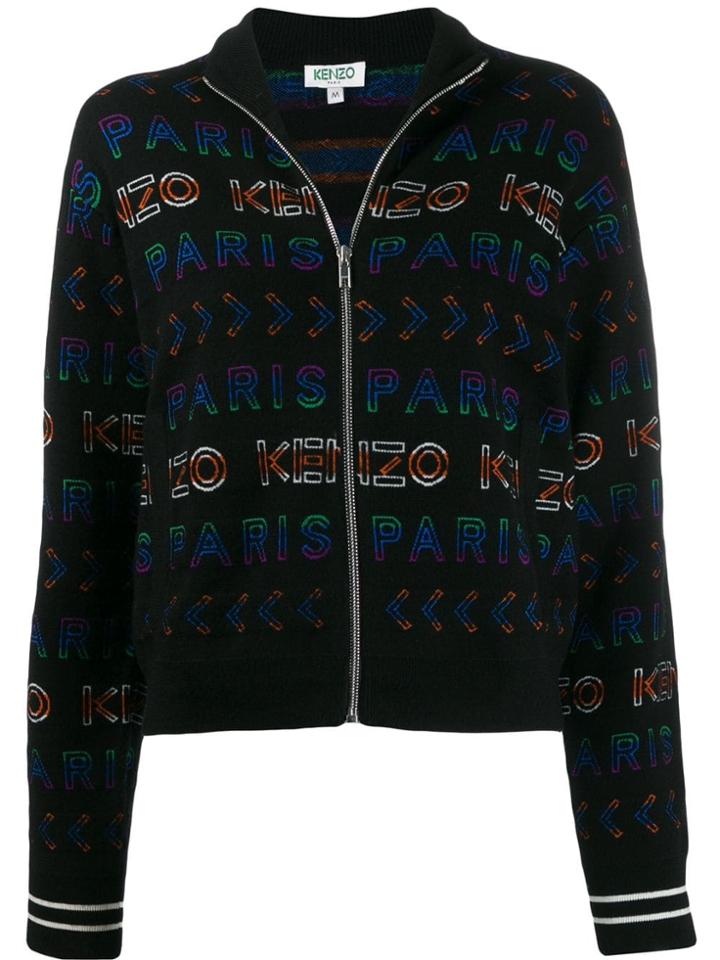 Kenzo Logo Print Knitted Jacket - Black