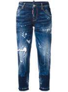 Dsquared2 Hockney Cropped Jeans, Women's, Size: 44, Blue, Cotton/spandex/elastane/polyester