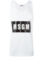 Msgm Logo Print Tank Top, Men's, Size: S, White, Cotton