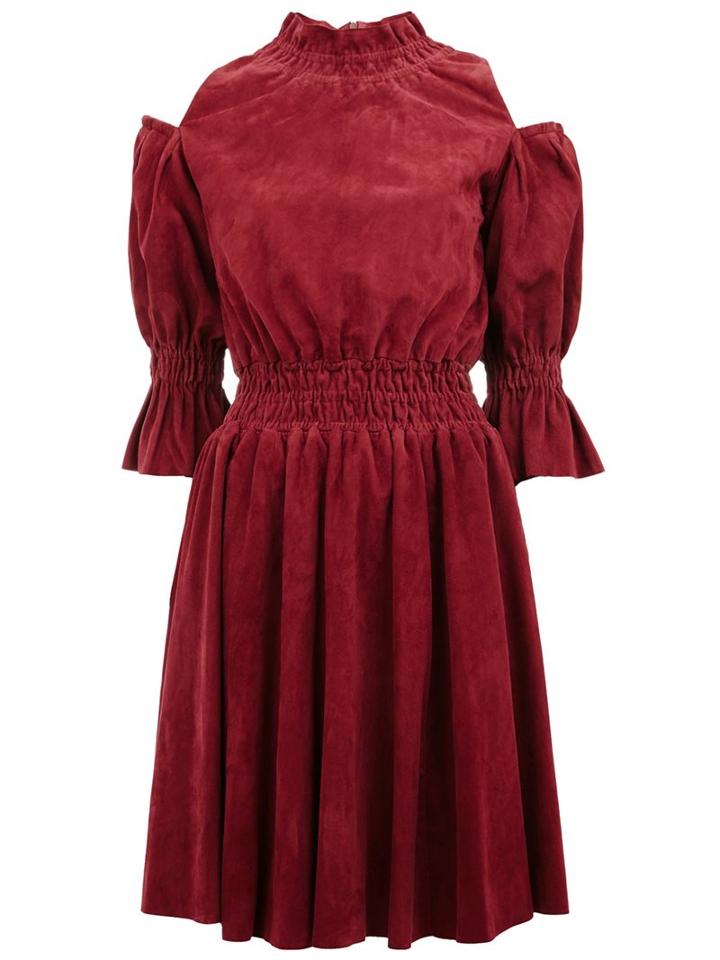 Drome Cut-off Shoulders Dress, Women's, Size: Medium, Red, Cupro/goat Skin