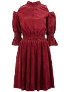 Drome Cut-off Shoulders Dress, Women's, Size: Medium, Red, Cupro/goat Skin