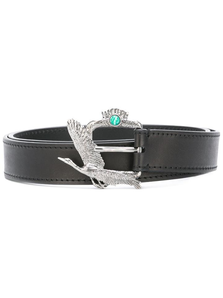 Lanvin Bird Buckle Belt, Men's, Size: 95, Black, Calf Leather/brass