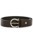 Salvatore Ferragamo Gancino Buckle Belt, Men's, Size: 105, Brown, Leather