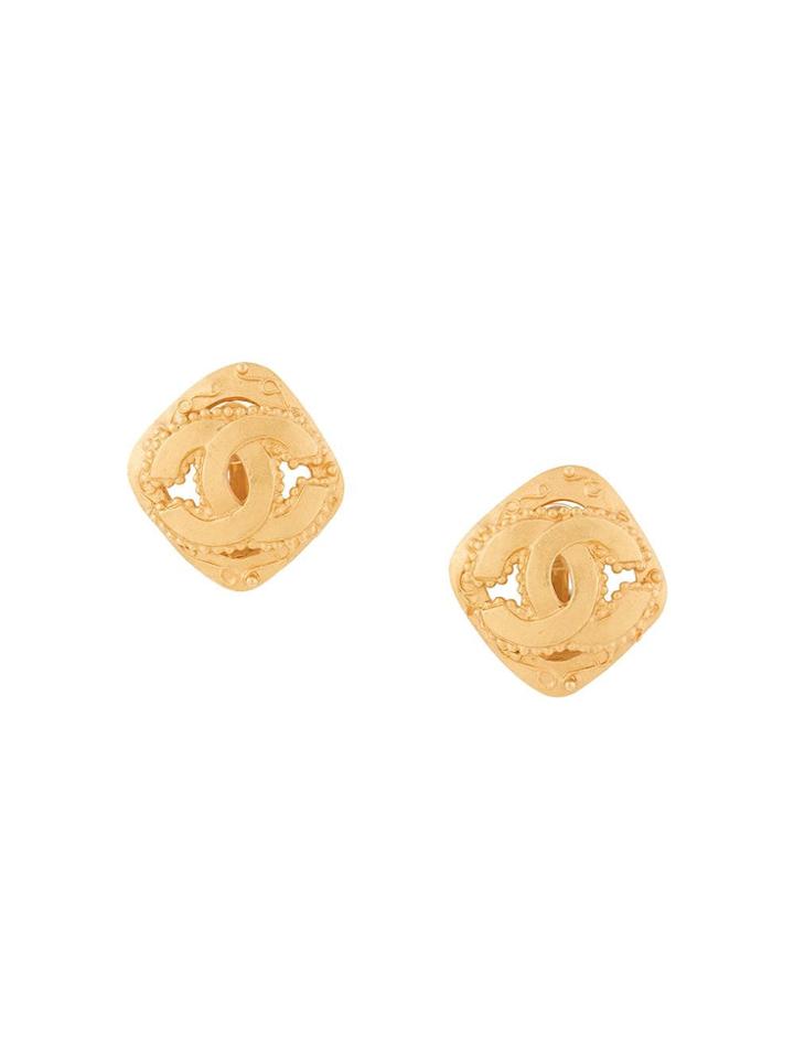 Chanel Pre-owned Cutout Logo Earrings - Metallic