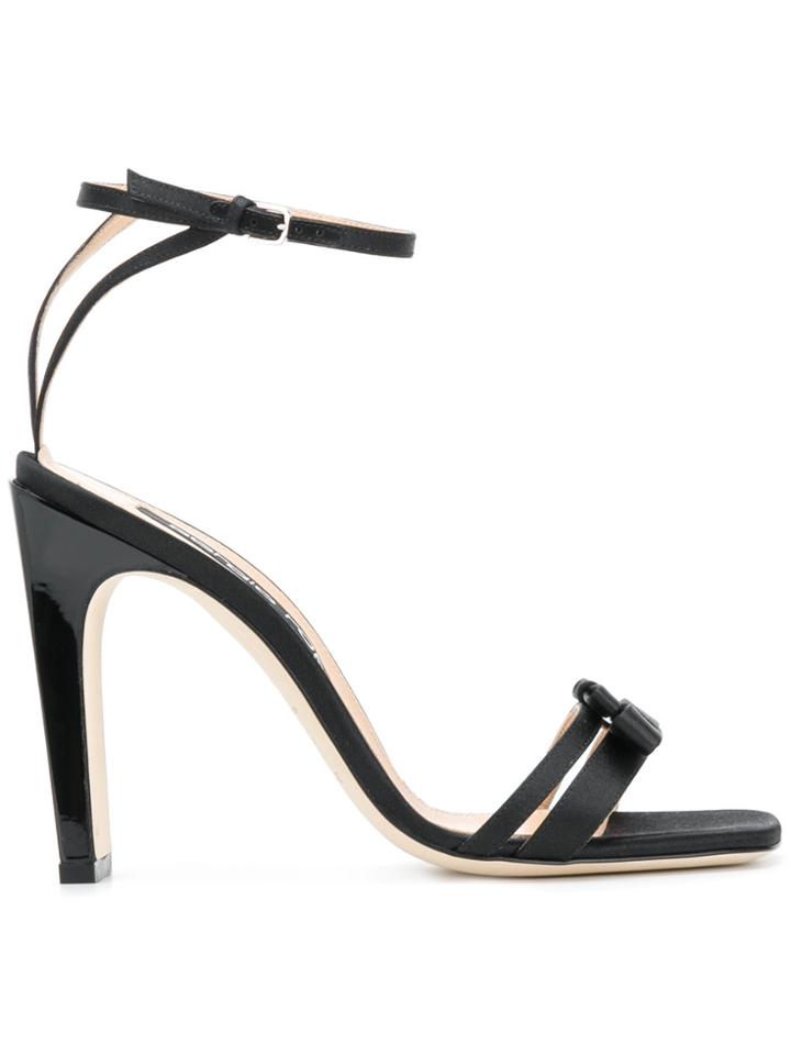 Sergio Rossi Satin Ankle Strap High Heeled Sandal - Black
