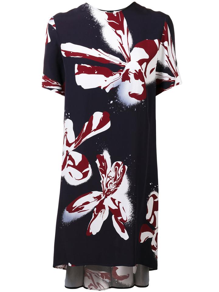 Cédric Charlier Abstract Flower Print Dress, Women's, Size: 44, Blue, Rayon