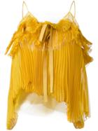 Rochas - Pleated Bow Cami - Women - Silk/polyamide - 42, Yellow/orange, Silk/polyamide