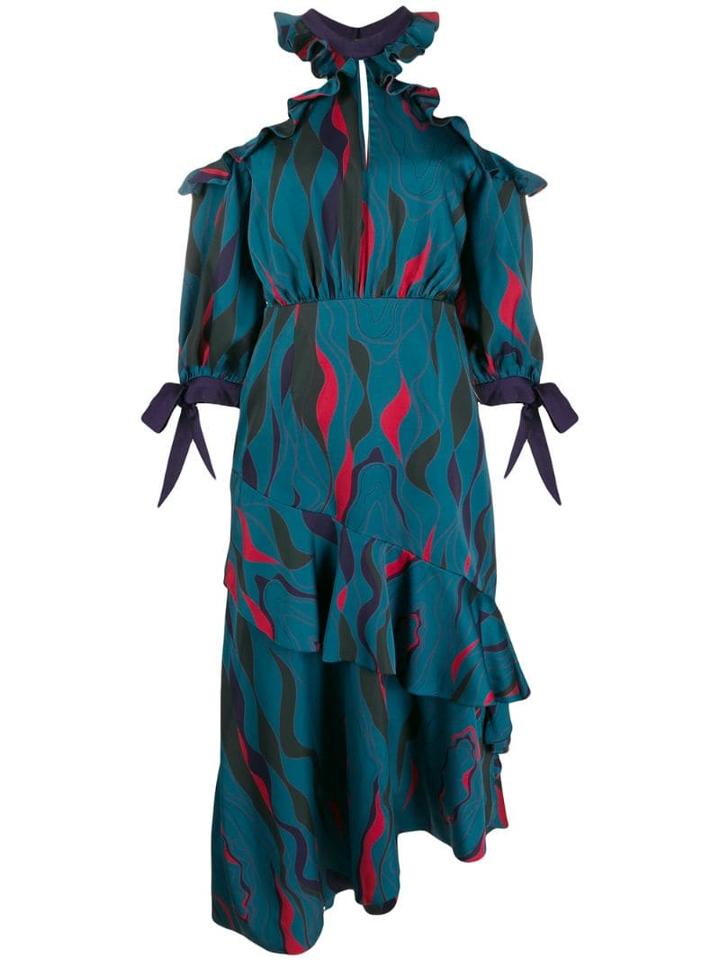 Three Floor Corsica Printed Ruffle Dress - Green