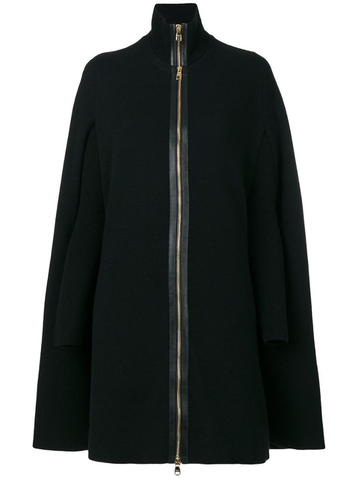 Salvatore Ferragamo Layered Zip Up Cape - Black