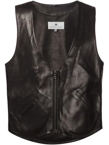 Maxwell Snow Zipped Waistcoat, Men's, Size: Small, Black, Leather