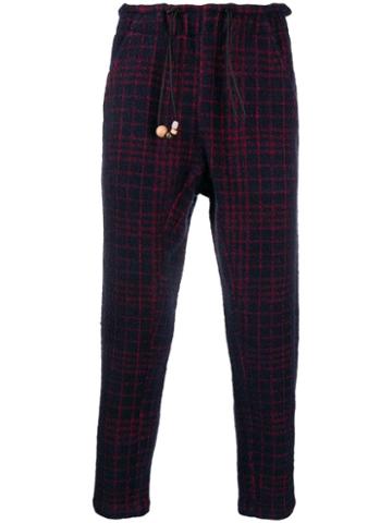 Corelate Cropped Plaid Trousers - Blue