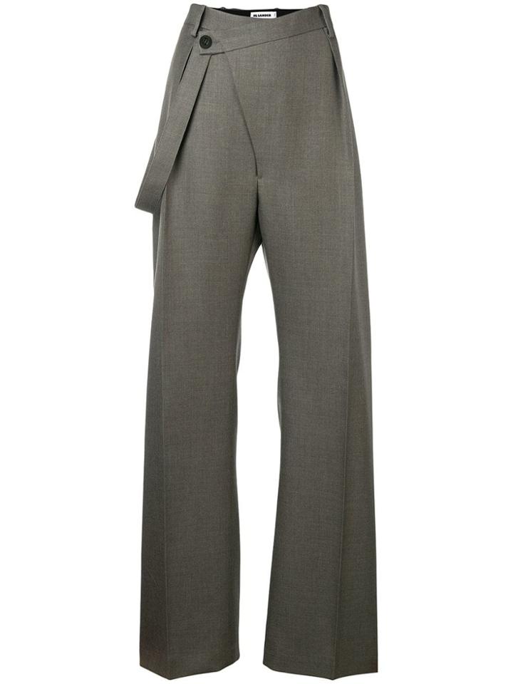 Jil Sander Wrap Front Wide Leg Trousers - Grey